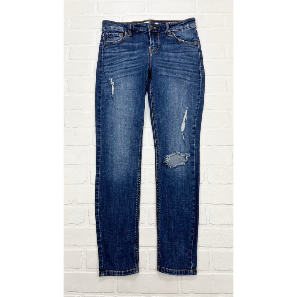 Eunina Mica Low Rise Ankle Length Skinny Jeans Ripped Distressed Blue Size 7